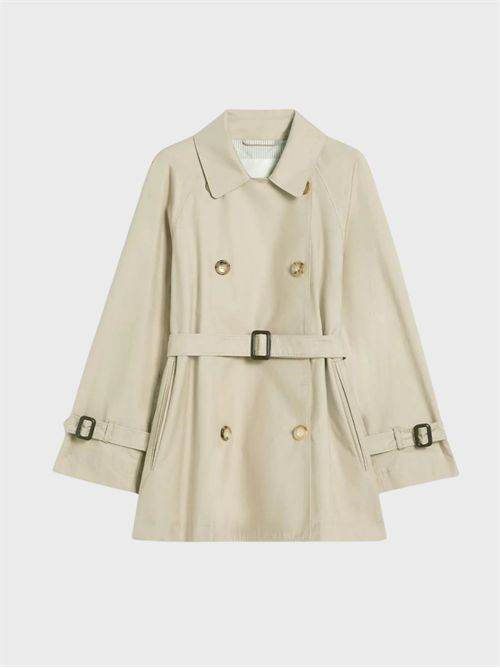 Short double-breasted trench coat in water-repellent twill with logo belt MAX MARA THE CUBE | 2619021114600013